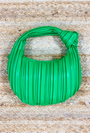 Beyond Words Purse in Green, green tophandle purse with faux knot in handle, zip closure