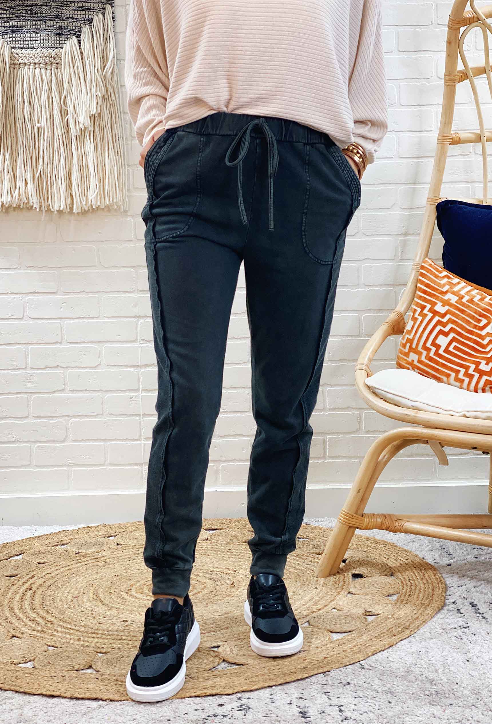 Washed French Terry Jogger Pants | | Casual | Comfy