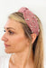 Bring The Drama Headband in Pink, white pleated headband with crystals and pearls