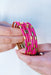 BUDHAGIRL Veda Bracelet Set in Pink, set of 6, gold and pink striped bangles