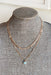 By Chance Layered Necklace, dainty gold chain featuring coin details, and a turquoise stone
