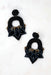 Calla Beaded Earrings in Black, black navy and gold beaded lightweight statement earrings 