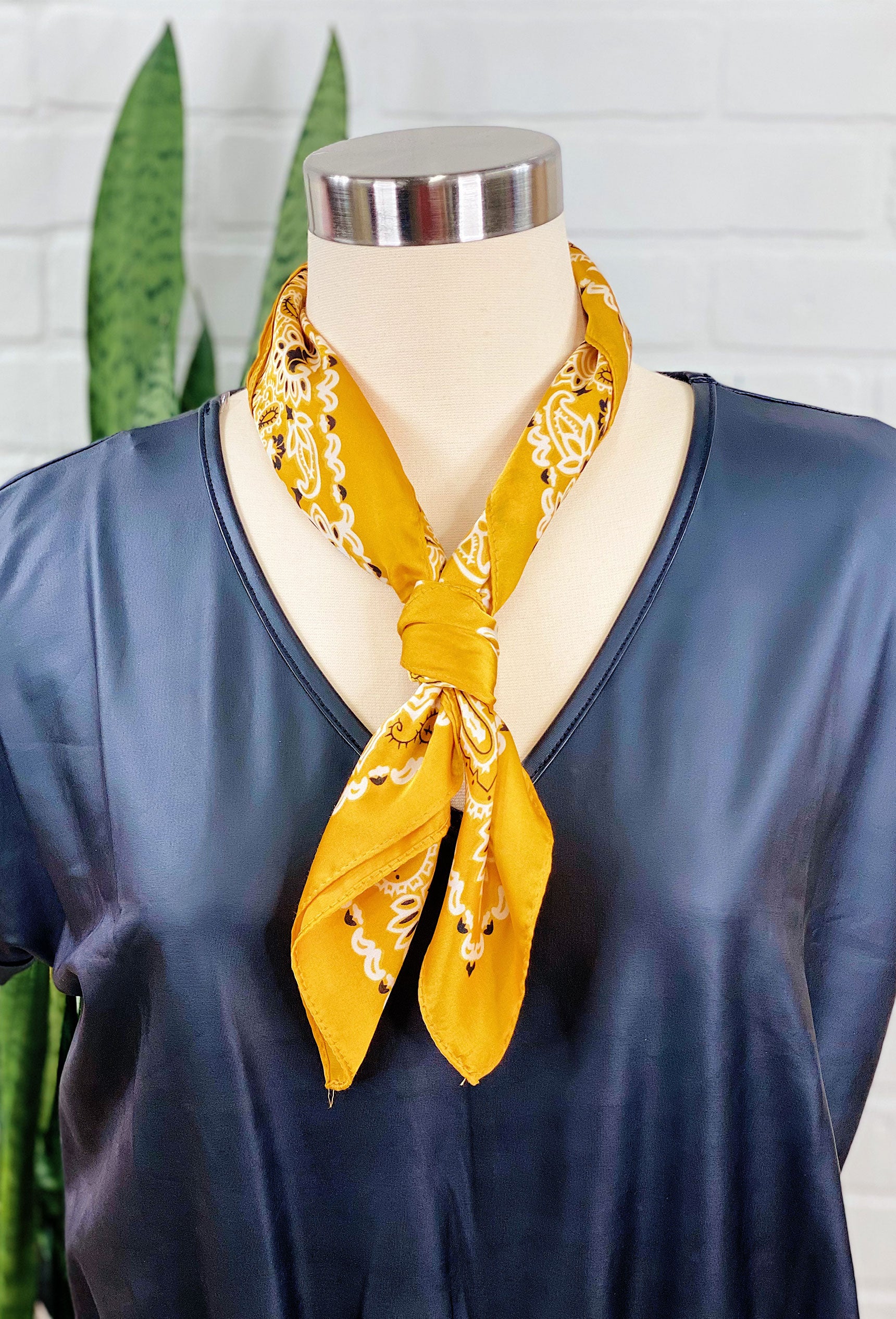 Charlee Bandana Neck Scarf in Gold, Groovy's, Neck Scarf