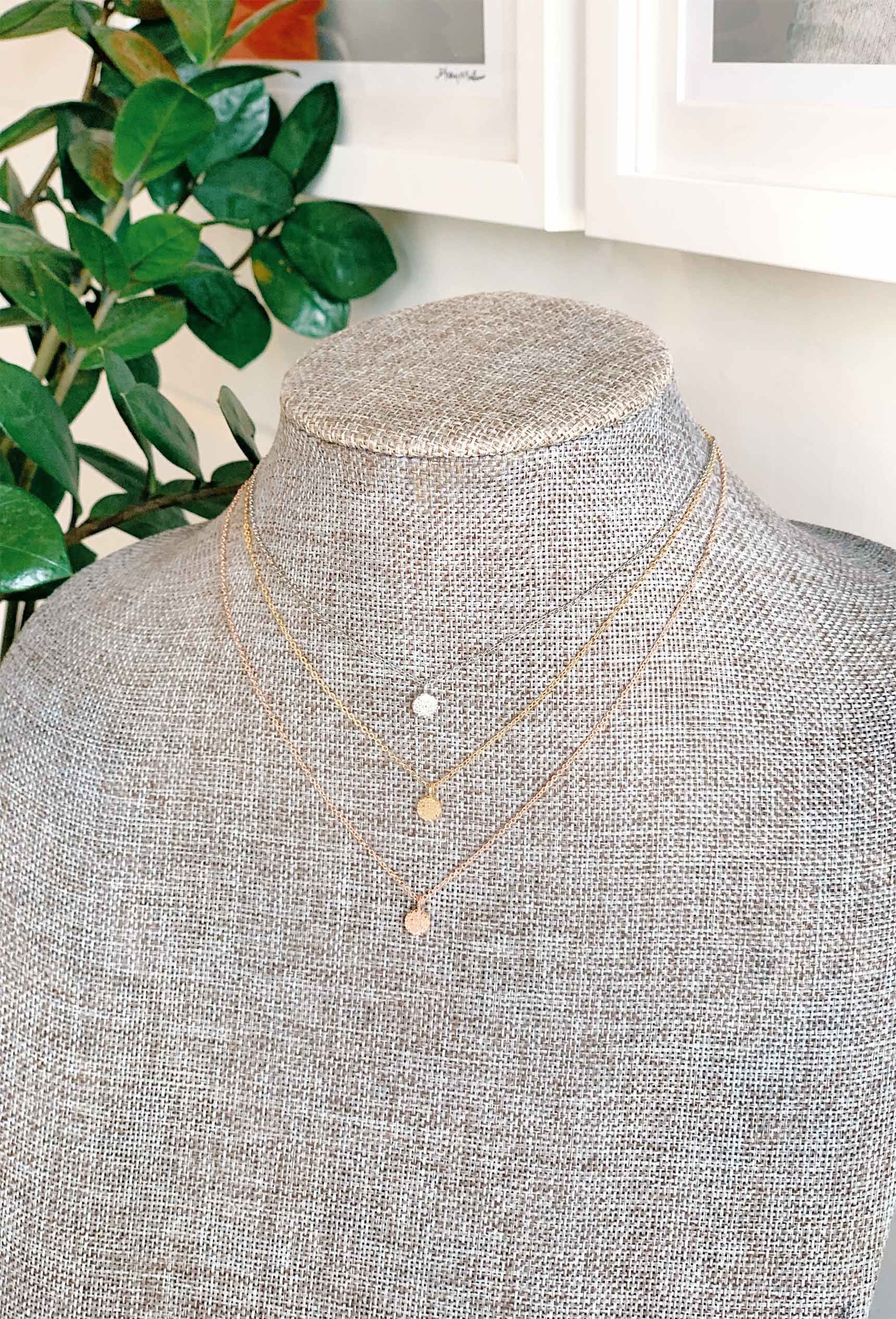 Circle Trio Necklace Set, silver rose gold and gold 3 piece necklace set with charms 