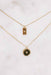 Columbus Crystal Charms Necklace, dainty layered necklace with circle and rectangular charms