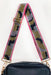 Crossbody Bag Shoulder Strap in Traditional Camo, traditional camo colors with pink outline, and silver metallic stripe down side, gold hardware
