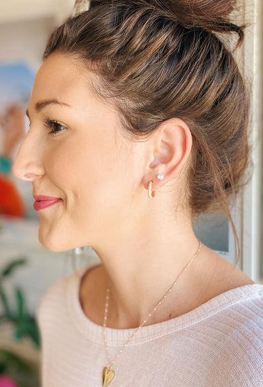 Crystal Embellished Huggie Earrings, mini huggie earrings with crystal embellishment 