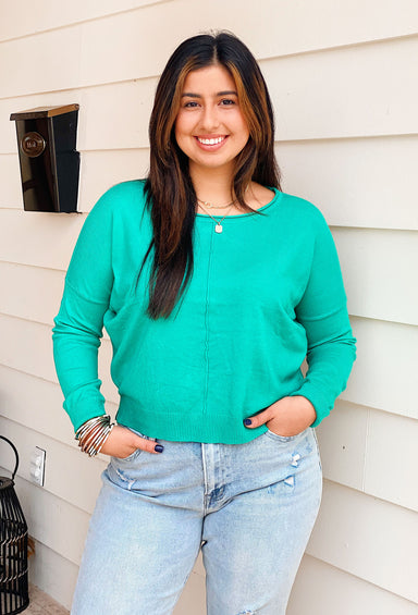 Dreamers Favorite Sweater in Emerald, emerald green sweater, ribbed