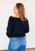Lilly Sweater by Dreamers in Black, cropped style, off the shoulder style, ribbed hems and cuffs