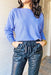 Sara Sweater by Dreamers in Steel Blue, cropped style, scalloped hem 