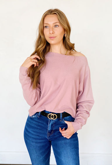 Sara Sweater by Dreamers in Soft Pink, cropped style, scalloped hem 