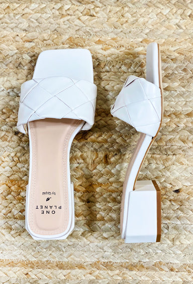Eliza Woven Block Heel Sandal, off white woven sandal with small block heel
