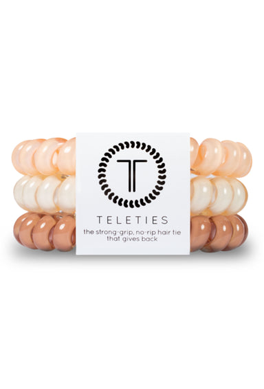 TELETIES Large Hair Ties- For The Love of Nudes, set of 3 hair coil hair ties in blush nudes colors 