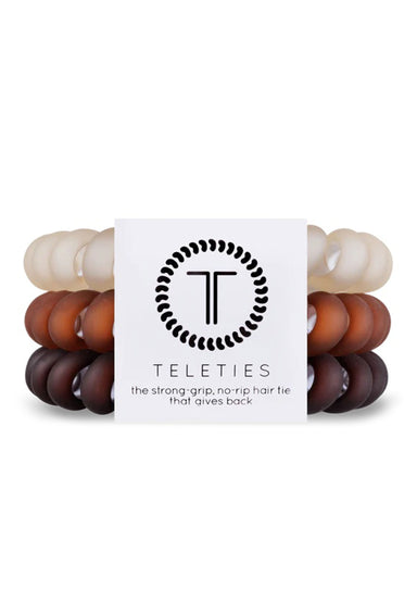 TELETIES Large Hair Ties - For The Love of Mattes, set of 3, coil style hair ties, ombre from brown to cream