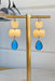 Glamourous Times Drop Earrings, drop earrings, fish hook, gold with blue crystal detail
