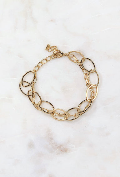 Gold Chain & Link Bracelet, double strand interlocking chain bracelet both different sizes 