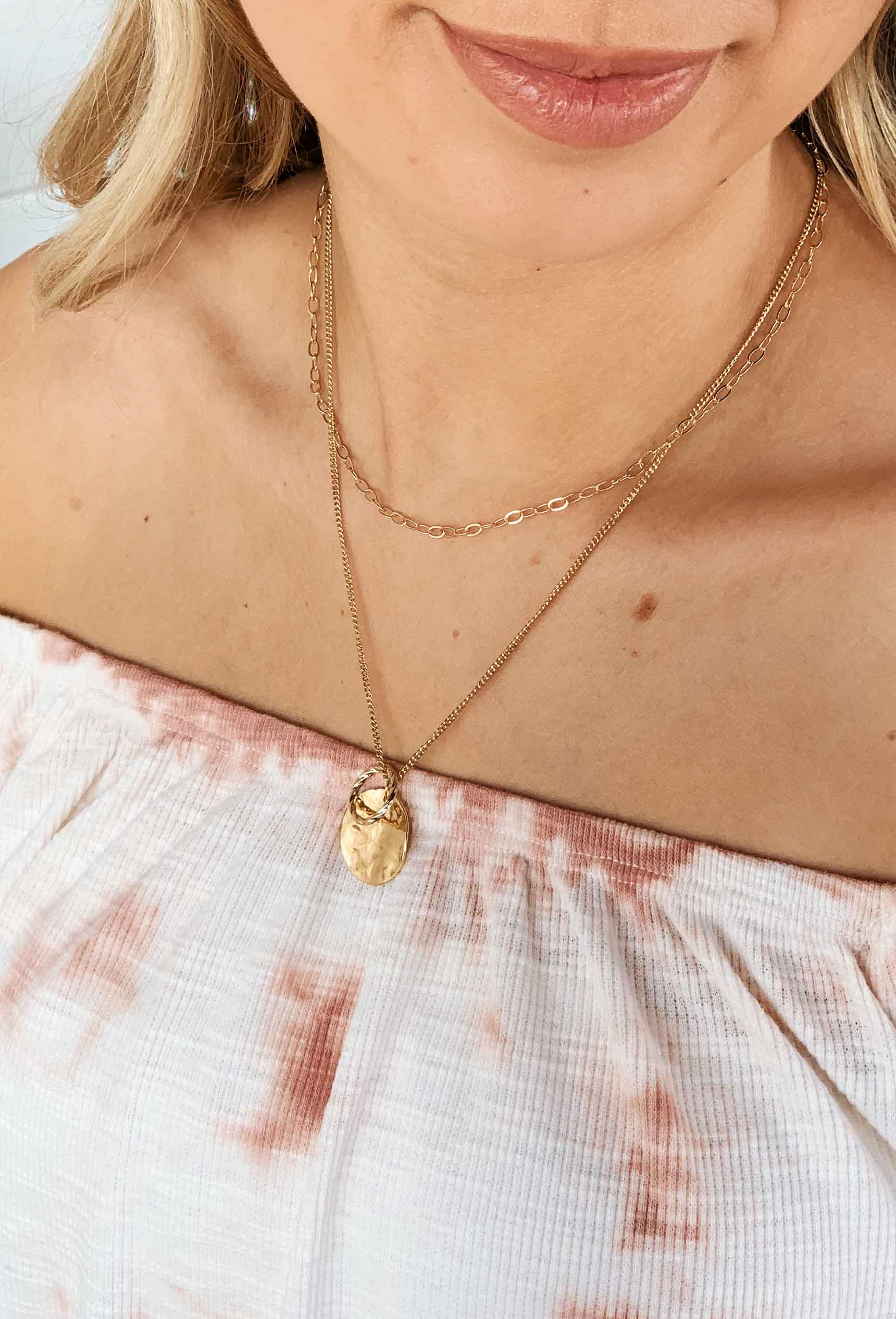 Gold Cleo Layered Coin Necklace, 2 layered gold necklace with gold coins
