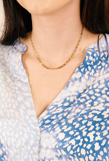 Gold Mini Chain Link Necklace, dainty gold chain link necklace 