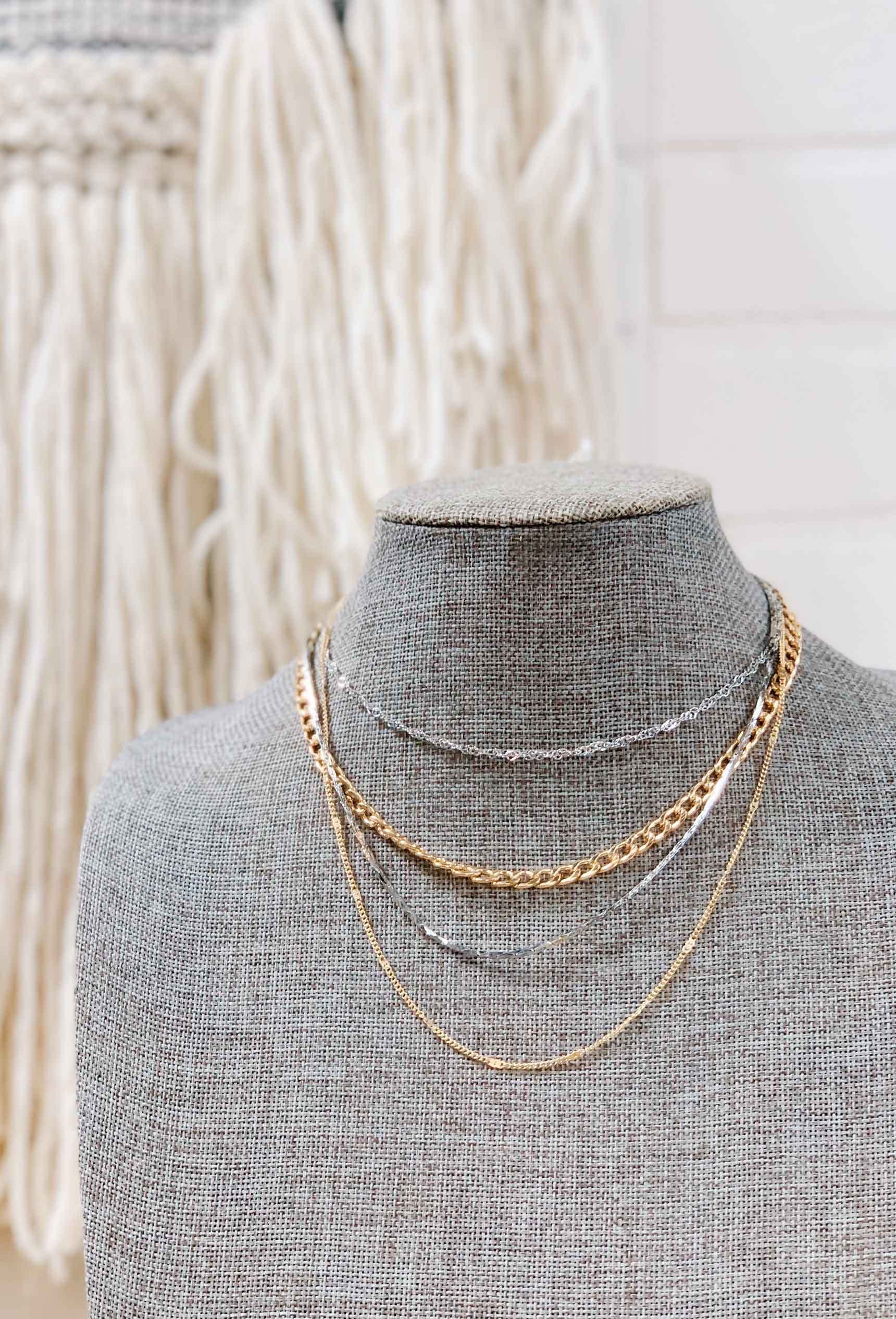 Gold & Silver Multi-Layer Necklace | Groovy\'s | Chain Link | 4 Layers