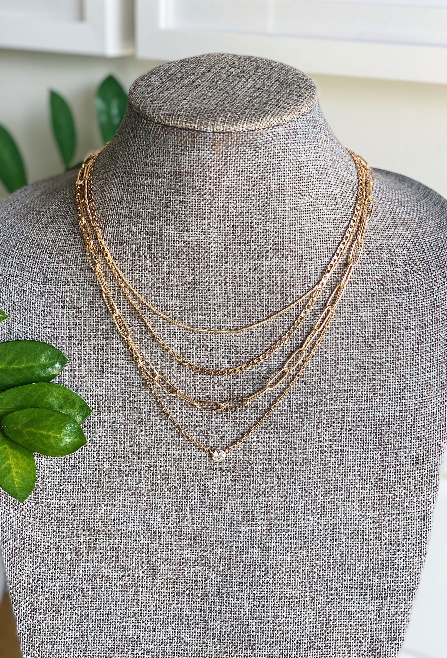 Grab Your Attention Layered Necklace, Groovy's, Gold