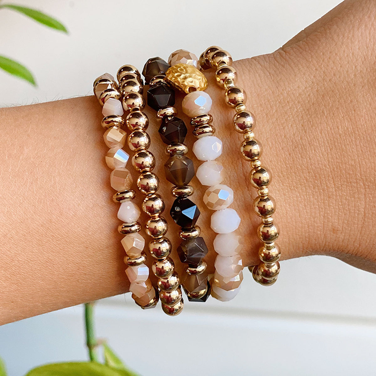 Rose Gold Beaded Stretch Bracelet Stack – With Love Jewellery UK
