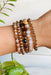 Gwen Beaded Bracelet Set in Gold, gold, tan and brown beads, stretch on 