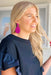 Harper Beaded Earrings in fuchsia , teardrop shape, fuchsia  colored beads, post back, felt back