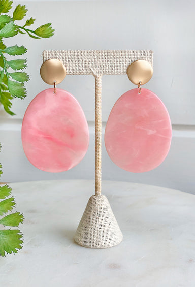 Hawaiian Brunch Earrings in Pink, pink gemstones set in gold posts