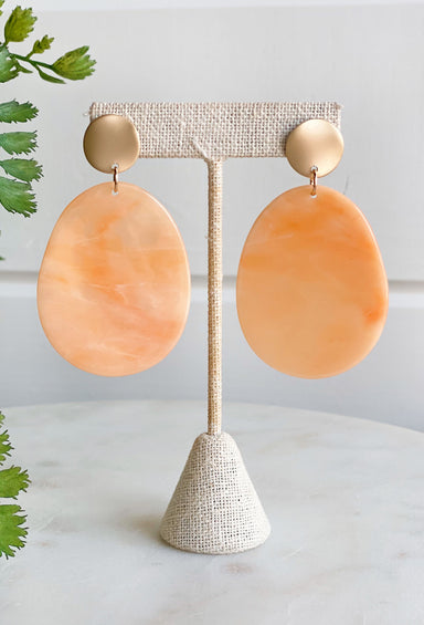Hawaiian Brunch Earrings in Peach, orange gemstones set in gold posts