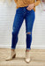 Haylie Distressed High-Rise Skinny Jeans, skinny jeans, distressing at both knees and at hems