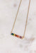 Hazel Rainbow Crystal Bar Necklace, 15 colored rainbow stones alined in a bar necklace on gold chain 