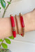Jessie Bracelet Set in Red, set of three stretchy bracelets, red and gold beads