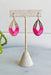 Just in Time Earrings in Pink, gold teardrop earrings, pink thread