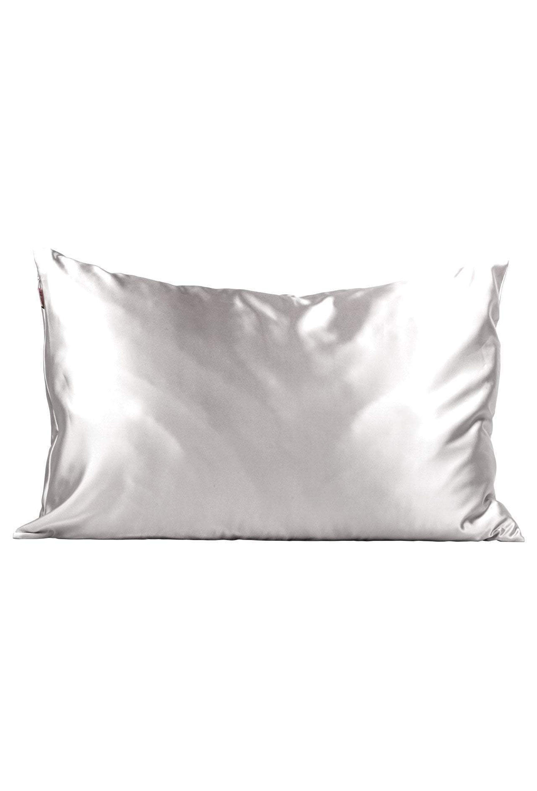 Kitsch Satin Pillowcase in Silver, silver satin pillowcase standard size 