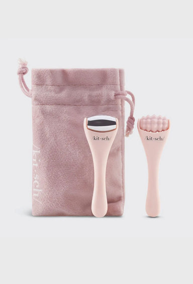 Kitsch Mini Spa Rollers, mini ice roller and mini face roller that comes with a little velvet bag