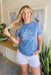 Lake Bum Graphic Tee, light blue top, with "lake bum" written on front of shirt