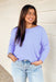 Lilly Sweater by Dreamers in Chambray, dreamers sweater, lavender color, ribbed hem