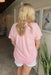 Malibu Overdyed Graphic Tee In Light Pink, light pink t-shirt, "Malibu" in hot pink written on front of shirt