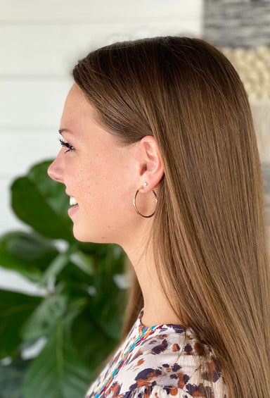 Marci Mini Gold Hoop Earrings, small plaid gold hoop earrings 