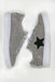 Miel Rhinestone Star Sneaker, grey sneaker with black star and rhinestones covering shoes
