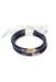 BUDHAGIRL Three Kings All Weather Bangles in Navy, Three navy bangles, one with gold detail, one with silver detailing, and one with copper detailing 
