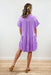 Nikoleta Linen Shirtdress in Lavender, tiered linen dress, v-neck, distressed hem