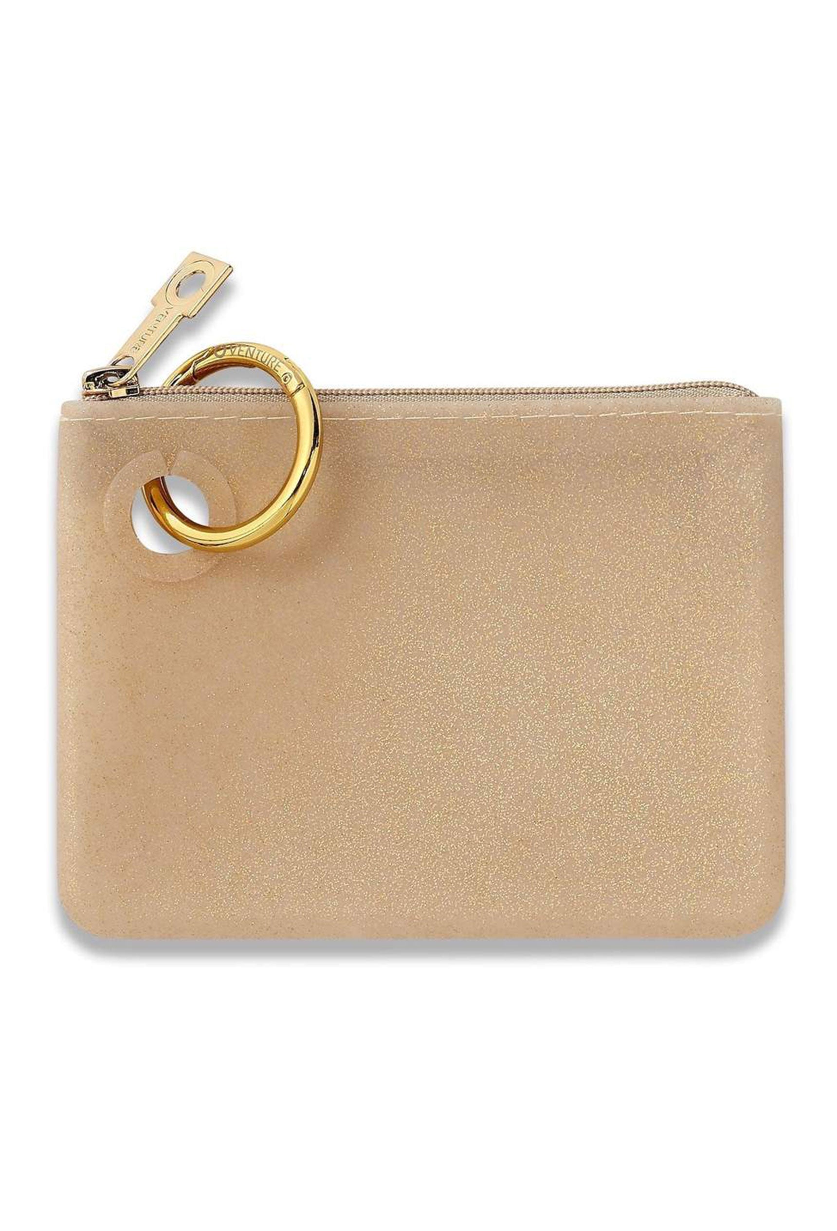 O-Venture Mini Silicone Pouch in Gold Rush Confetti, gold mini silicone id key pouch 