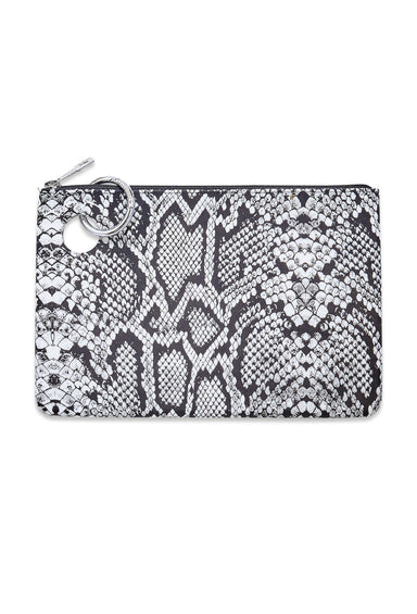 O-Venture Large Silicone Pouch Tuxedo Snakeskin, black and white snakeskin silicone clutch