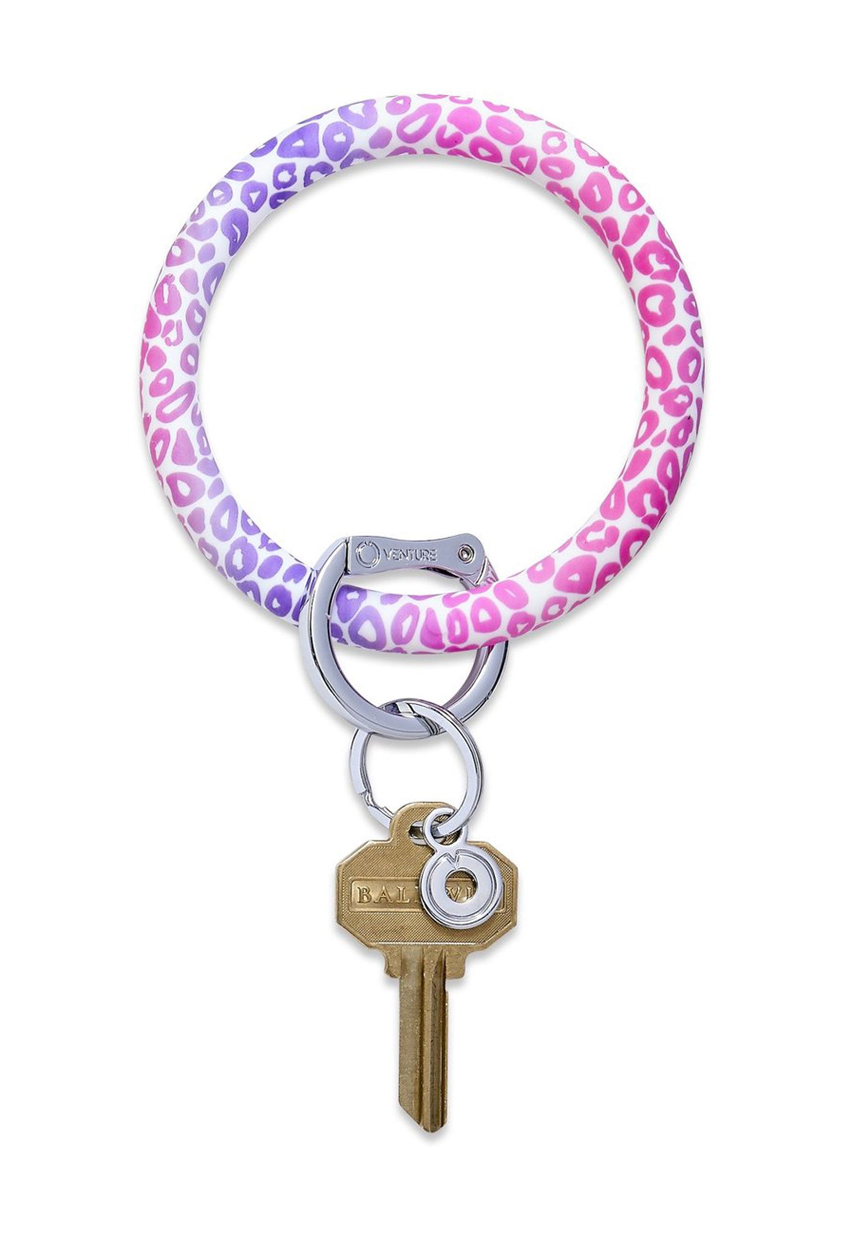 O-Venture Silicone Key Ring Pink Cheetah, pink and purple cheetah print key ring 