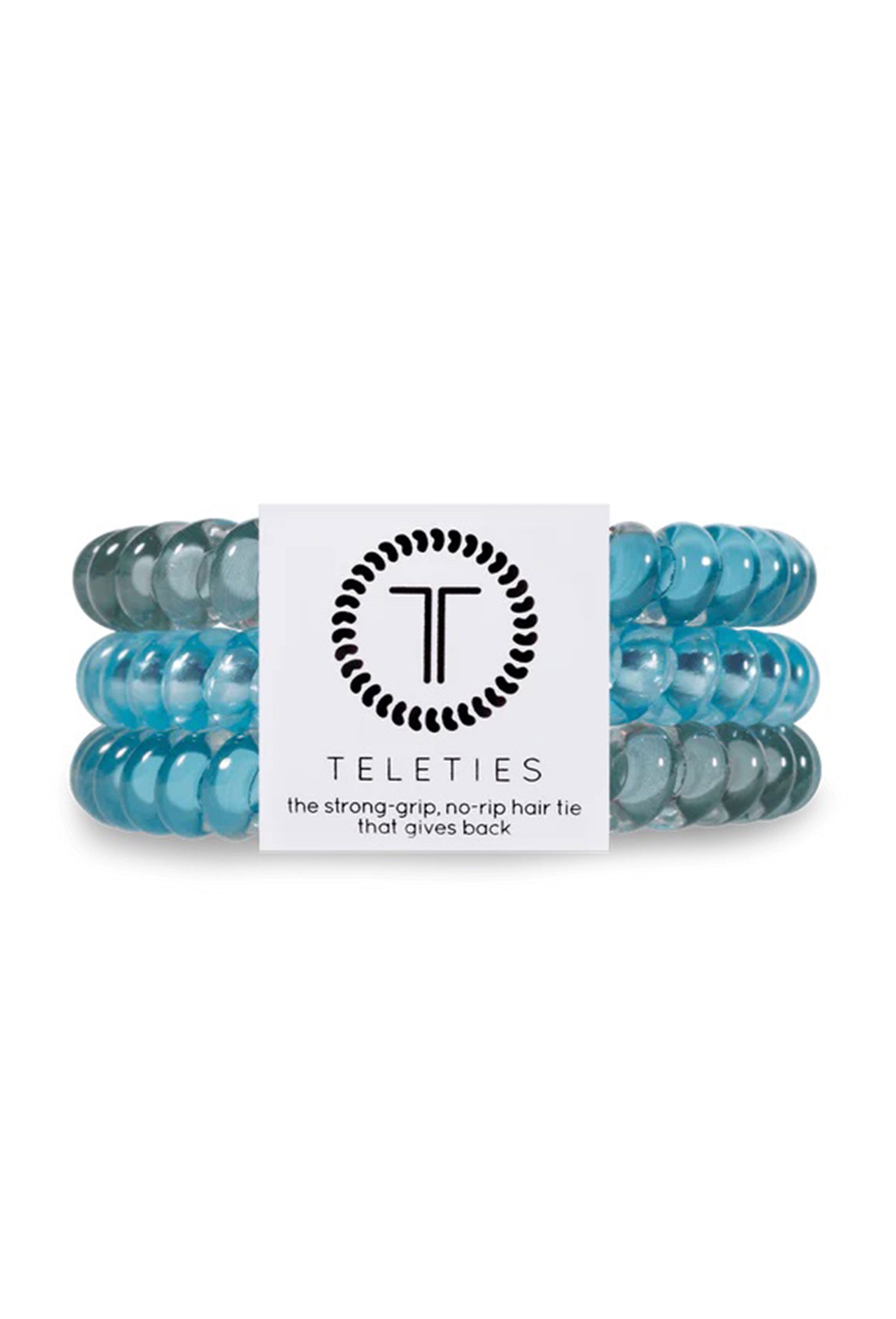 TELETIES Small Hair Ties - Ocean Breeze, set of 3 hair coils, blue