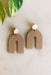 Olivia Arch Acrylic Earrings in Tan, tan arch, old circle with post backing