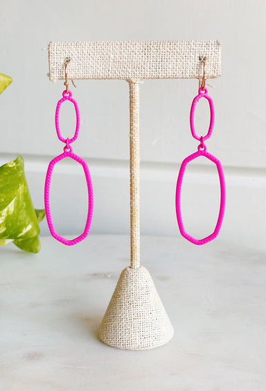 Overly Dramatic Earrings in Pink, hallow hot pink earrings
