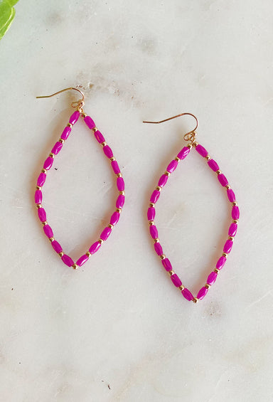 Perfectly Yours Earrings in Fuchsia, pink and gold teardrop earrings 