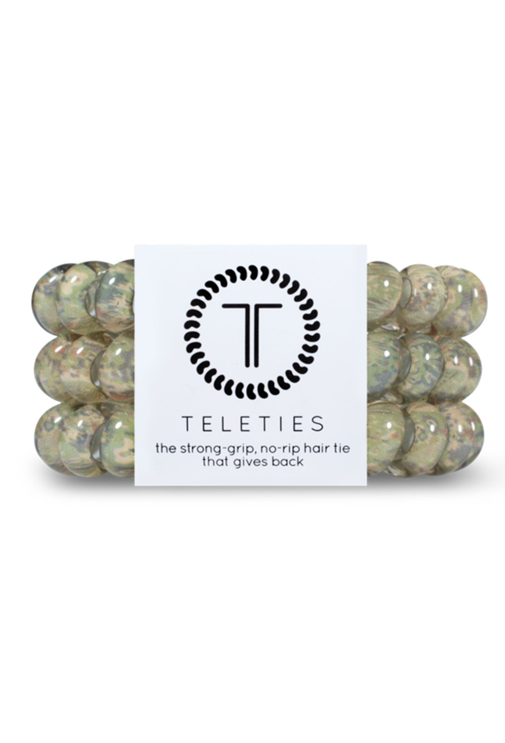 TELETIES Large Hair Ties - Precious Cargo, green mosaic coil hair ties 